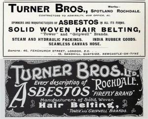 Former asbestos site in Rochdale is to be investigated - old poster in the Turner Brothers asbestos factory in Rochdale